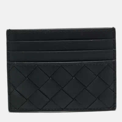 Pre-owned Bottega Veneta Black Intrecciato Leather Card Holder