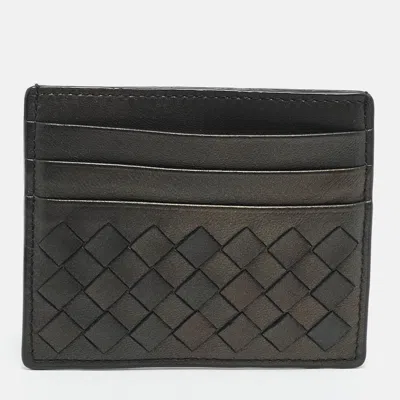Pre-owned Bottega Veneta Black Intrecciato Leather Card Holder