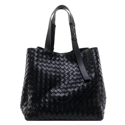 Bottega Veneta Black Intrecciato Leather Cube Tote Bag
