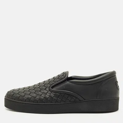 Pre-owned Bottega Veneta Black Intrecciato Leather Dodger Sneakers Size 39