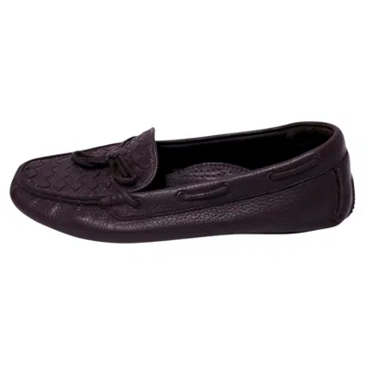 Pre-owned Bottega Veneta Black Intrecciato Leather Driving Loafers - Eu 38