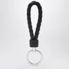 Bottega Veneta Tourmaline Blue Intrecciato Leather Key Ring In Multi