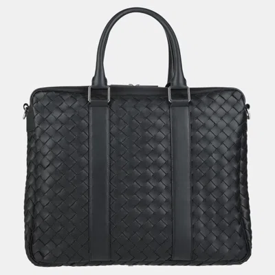 Pre-owned Bottega Veneta Black Intrecciato Leather Laptop Bag