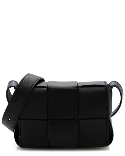 Bottega Veneta Black Intrecciato Leather Maxi Extra Mini Cassette Crossbody  (authentic Pre-loved)