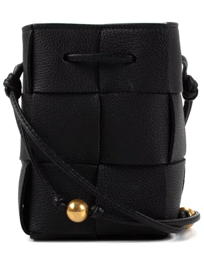 BOTTEGA VENETA BOTTEGA VENETA BLACK INTRECCIATO LEATHER MINI CASSETTE BUCKET BAG (AUTHENTIC PRE-LOVED)