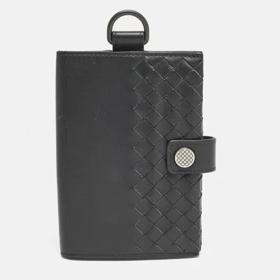 Pre-owned Bottega Veneta Black Intrecciato Leather Passport Holder