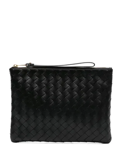 Bottega Veneta Black Intrecciato Leather Pouch