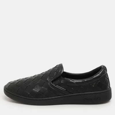 Pre-owned Bottega Veneta Black Intrecciato Leather Sawyer Slip On Sneakers Size 40