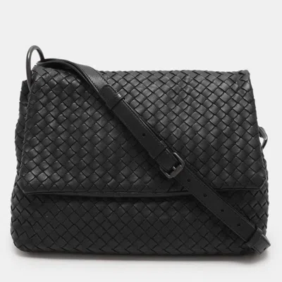Pre-owned Bottega Veneta Black Intrecciato Leather Shoulder Bag