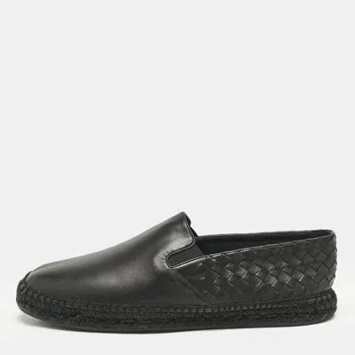 Pre-owned Bottega Veneta Black Intrecciato Leather Slip On Loafers Size 43