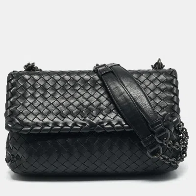Pre-owned Bottega Veneta Black Intrecciato Leather Small Olimpia Shoulder Bag