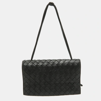Pre-owned Bottega Veneta Black Intrecciato Leather Trio Shoulder Bag