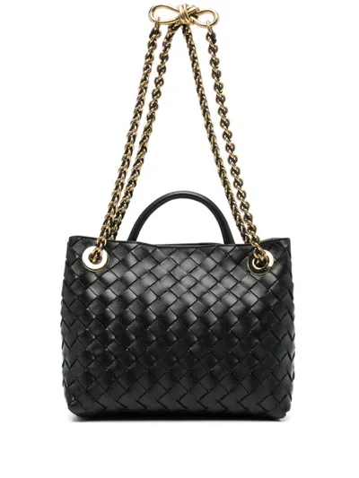Bottega Veneta Black Intrecciato Leather Two-way Handbag