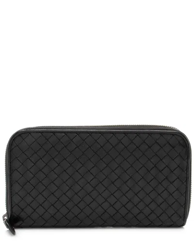 BOTTEGA VENETA BOTTEGA VENETA BLACK INTRECCIATO LEATHER ZIP AROUND WALLET (AUTHENTIC PRE-  LOVED)