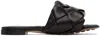 Bottega Veneta Intrecciato Leather Flat Sandals Women In Black