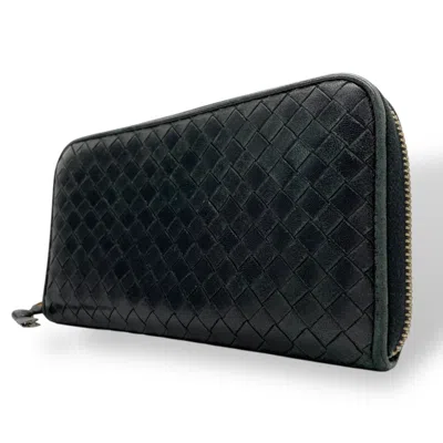 Pre-owned Bottega Veneta Black Intrecciato Long Wallet (bi-fold) ()