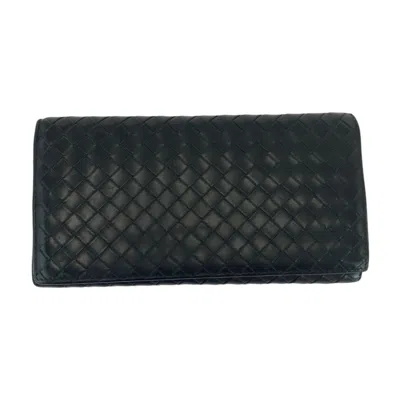 Pre-owned Bottega Veneta Black Intrecciato Long Wallet (bi-fold) ()