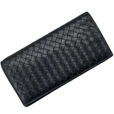 Pre-owned Bottega Veneta Black Intrecciato Long Wallet (bi-fold) ()