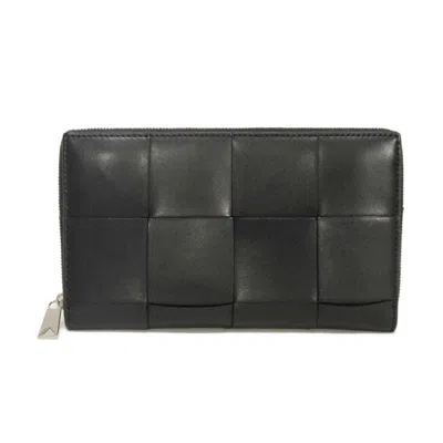 Pre-owned Bottega Veneta Black Intrecciato Long Wallet (bi-fold) ()