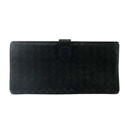 Pre-owned Bottega Veneta Black Intrecciato Long Wallet (bi-fold) ()