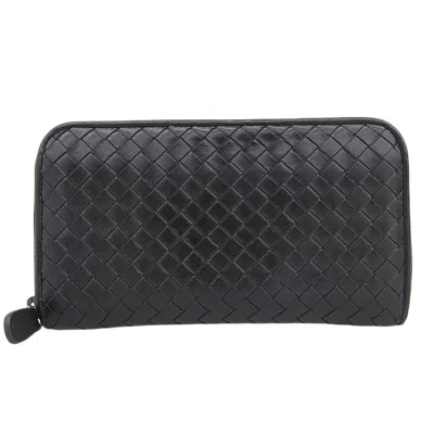 Pre-owned Bottega Veneta Black Intrecciato Long Wallet (bi-fold) ()