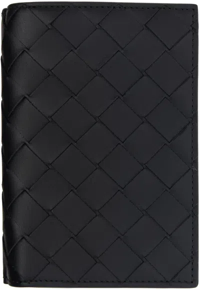 Bottega Veneta Black Intrecciato Medium Bi-fold Wallet In 8803 Black