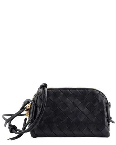 Pre-owned Bottega Veneta Black Intrecciato Nappa Concert Crossbody Pouch Mini (authentic  Pre-loved)