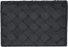 Bottega Veneta Black Intrecciato Passport Holder In Shadow N/olive Oil-s
