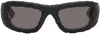 Bottega Veneta Intrecciato Rectangular Sunglasses In Black-black-grey