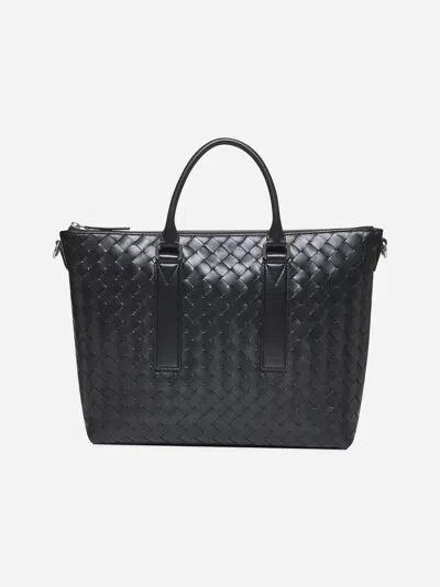 Bottega Veneta Black Intrecciato Soft Briefcase