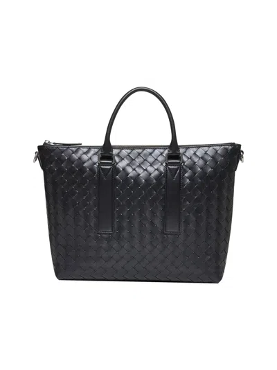 Bottega Veneta Black Intrecciato Soft Briefcase