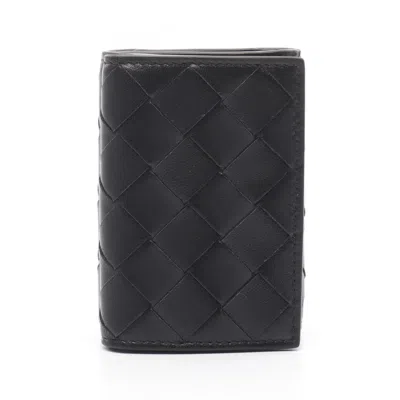 Pre-owned Bottega Veneta Black Intrecciato Wallet (tri-fold) ()