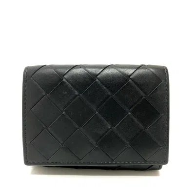 Pre-owned Bottega Veneta Black Intrecciato Wallet (tri-fold) ()