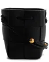 Bottega Veneta Black Intrecciato Leather Mini Cassette Bucket Bag (authentic  )