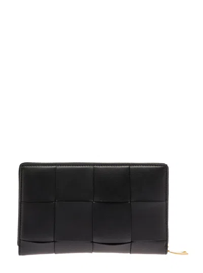 Bottega Veneta Black Intreccio Nappa Leather Wallet  Woman In Multicolor