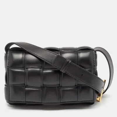 Pre-owned Bottega Veneta Black Intreccio Padded Leather Small Cassette Shoulder Bag
