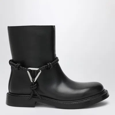 BOTTEGA VENETA BLACK JAMES LEATHER ANKLE BOOTS