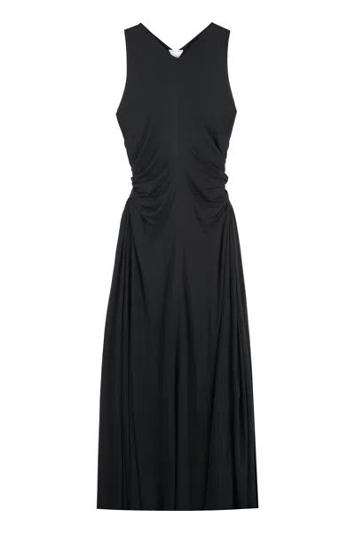 Bottega Veneta Black Jersey Long Dress In Multi