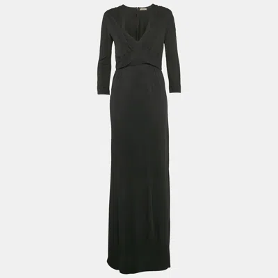 Pre-owned Bottega Veneta Black Jersey V-neck Maxi Dress S