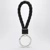 Bottega Veneta Black Keyring In Woven Leather In Black