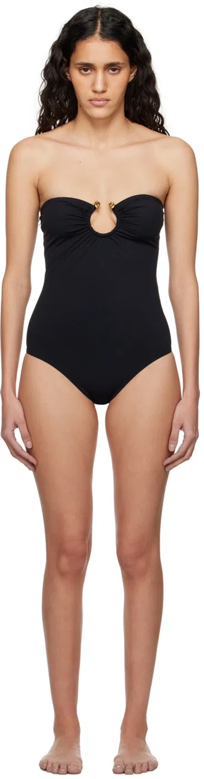 Bottega Veneta Black Knot Ring One-piece Swimsuit In 1000 Black