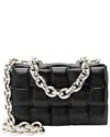 Bottega Veneta Black Lambskin Cassette Chain Maxi Shoulder Bag (authentic Pre-  Loved) In Black
