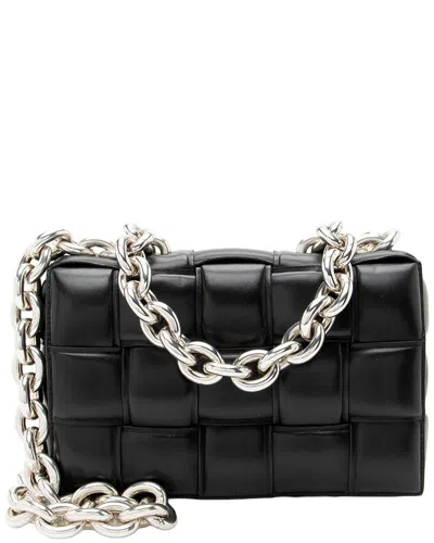 Pre-owned Bottega Veneta Black Lambskin Cassette Chain Maxi Shoulder Bag (authentic Pre-  Loved)