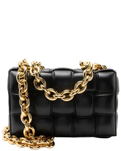 Pre-owned Bottega Veneta Black Lambskin Cassette Chain Maxi Shoulder Bag (authentic Pre-loved)