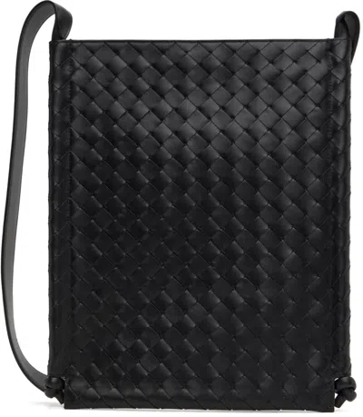 Bottega Veneta Black Large Flat Loop Pouch In 8803-black-silver