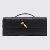 Bottega Veneta Black Leather Andiamo Clutch In Black