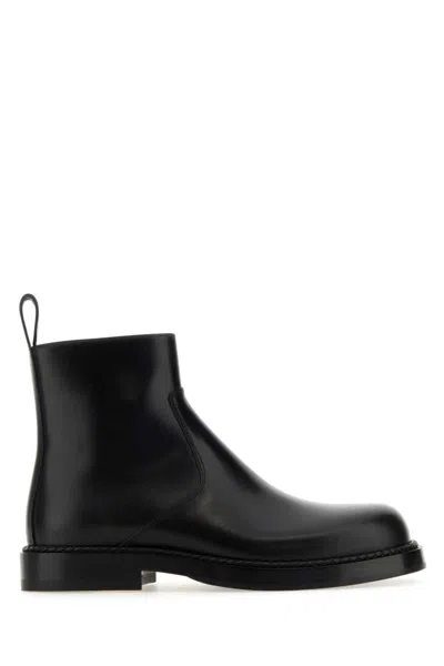 BOTTEGA VENETA BLACK LEATHER ANKLE BOOTS