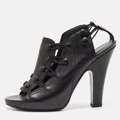 Pre-owned Bottega Veneta Black Leather Ankle Length Boots Size 39