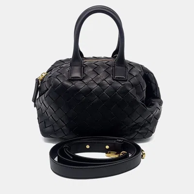 Pre-owned Bottega Veneta Black Leather Bauletto Mini Tote And Shoulder Bag
