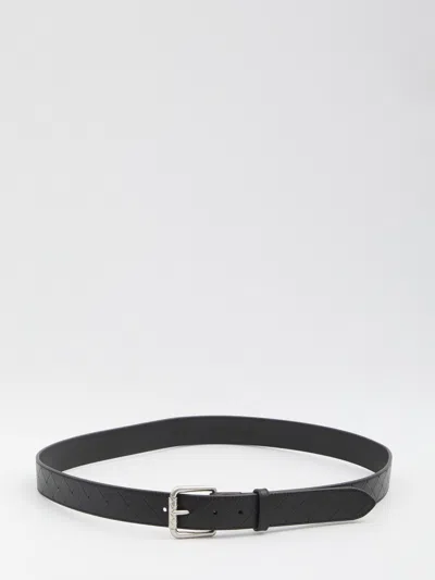 Bottega Veneta Printed Grid Belt In Black